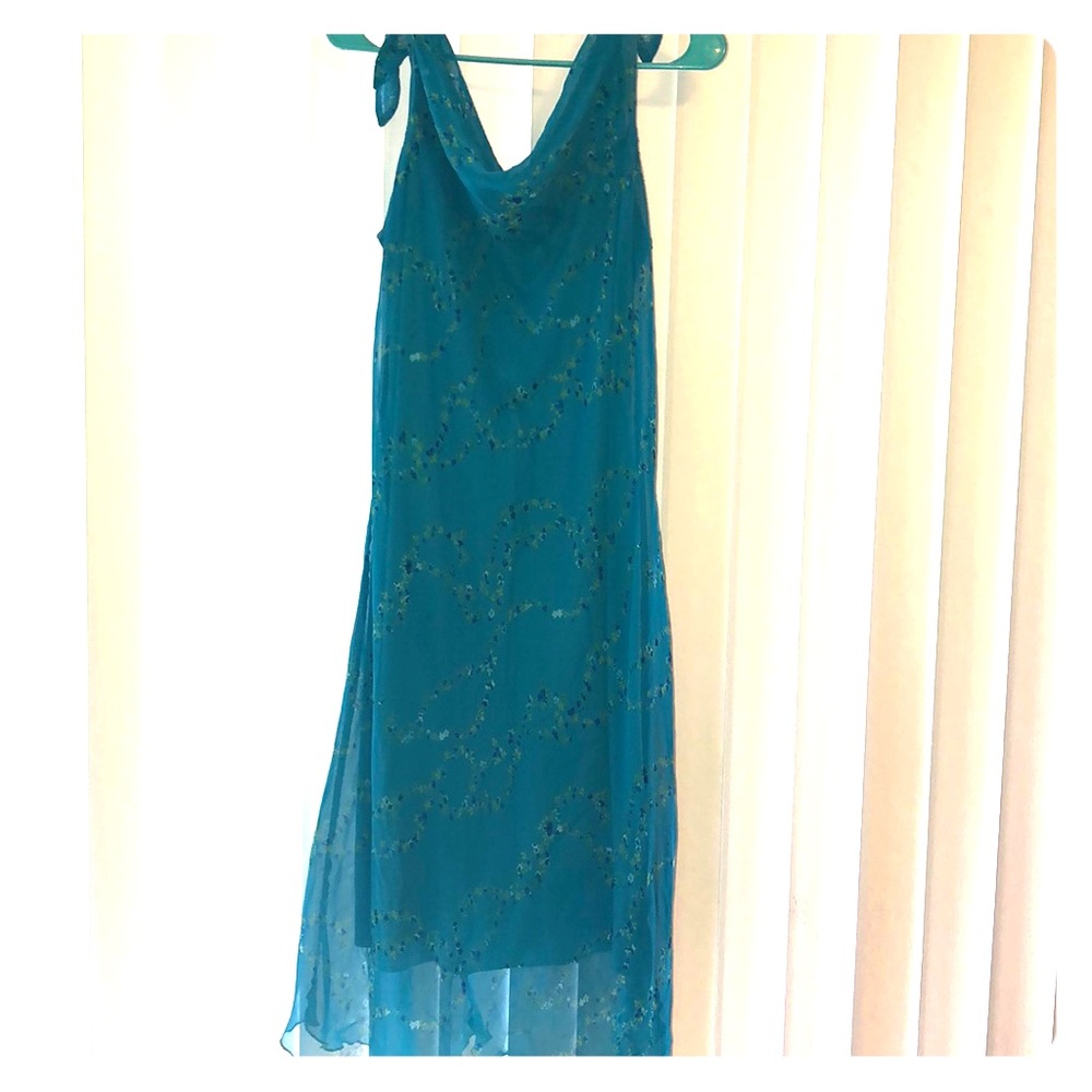 Ombré Teal dress Size 12 sheer w/lining